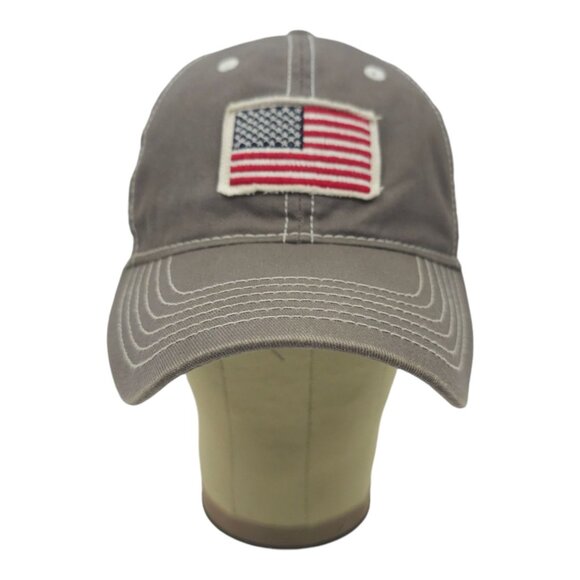 American Flag Patch Strapback Cap Curved Brim Mesh Trucker Baseball Hat Gray - Picture 10 of 14